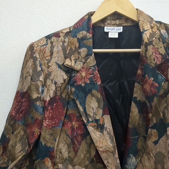Joseph Gee brown vintage floral blazer size M - Picture 5 of 6